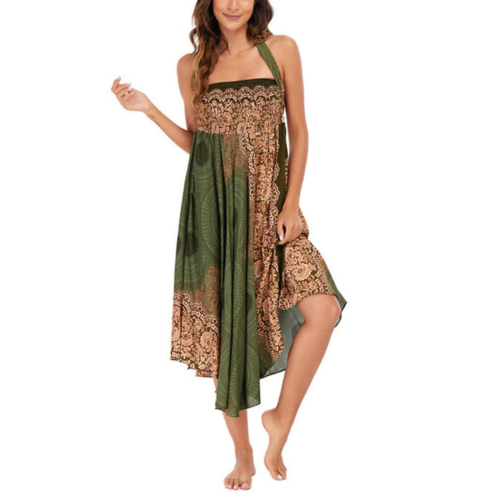 Buddha Stones Zwei Stilwear Bohemian Kompass Rose Blume Schnürrock Kleid