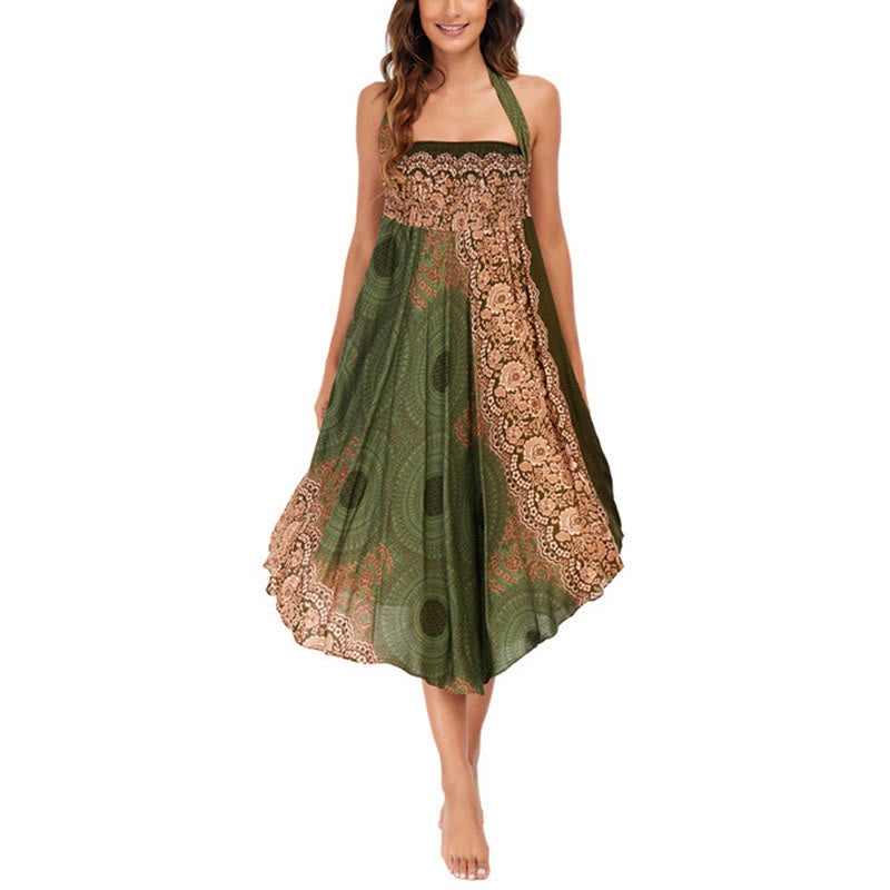 Buddha Stones Zwei Stilwear Bohemian Kompass Rose Blume Schnürrock Kleid