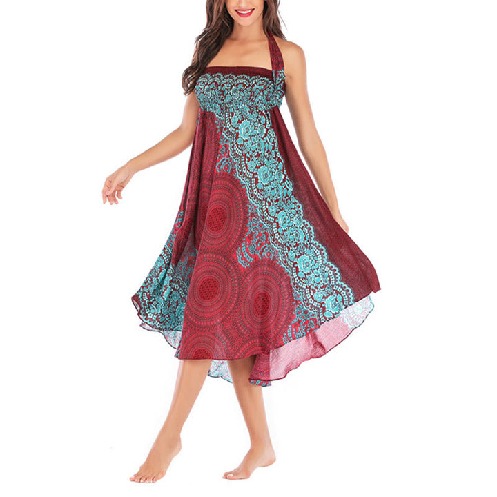 Buddha Stones Zwei Stilwear Bohemian Kompass Rose Blume Schnürrock Kleid - image 38