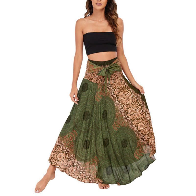 Buddha Stones Zwei Stilwear Bohemian Kompass Rose Blume Schnürrock Kleid