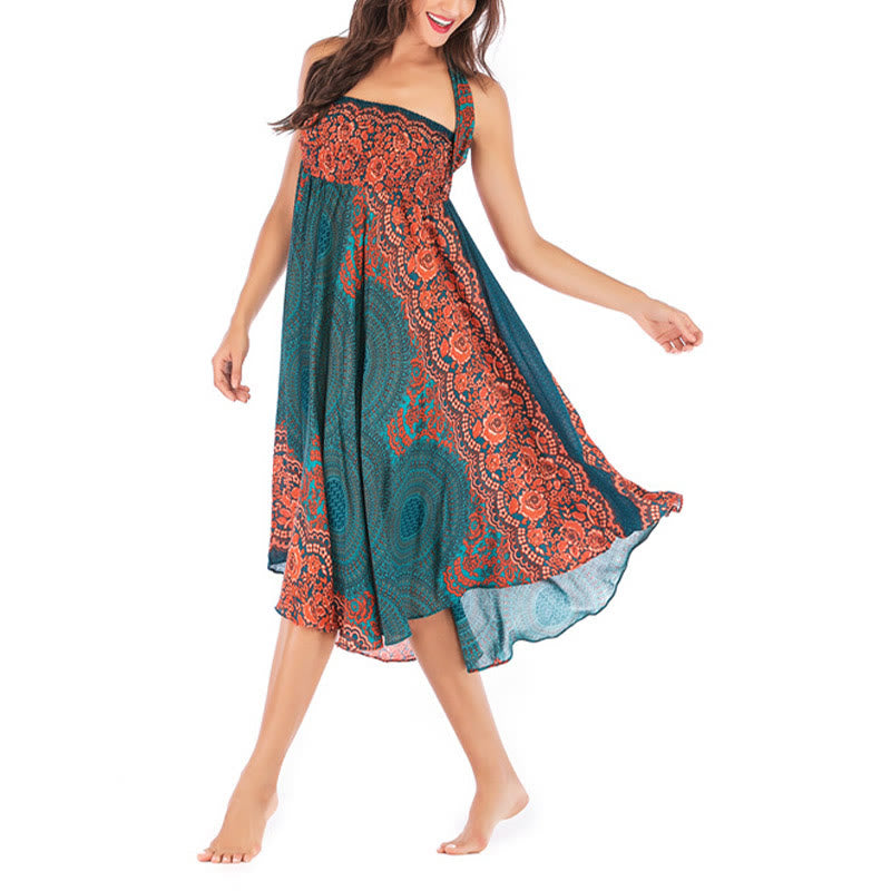 Buddha Stones Zwei Stilwear Bohemian Kompass Rose Blume Schnürrock Kleid - image 8