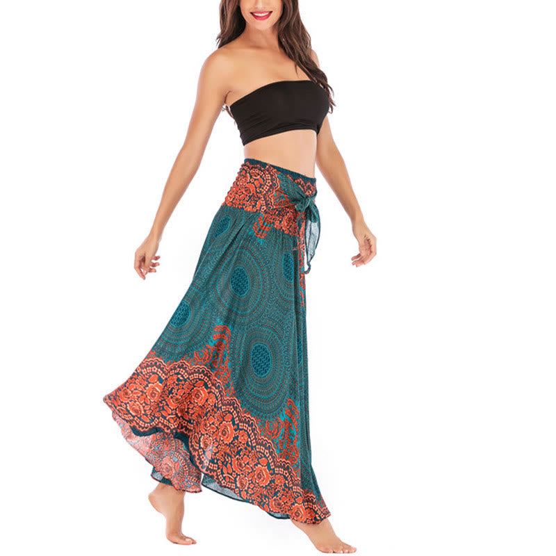 Buddha Stones Zwei Stilwear Bohemian Kompass Rose Blume Schnürrock Kleid - image 3