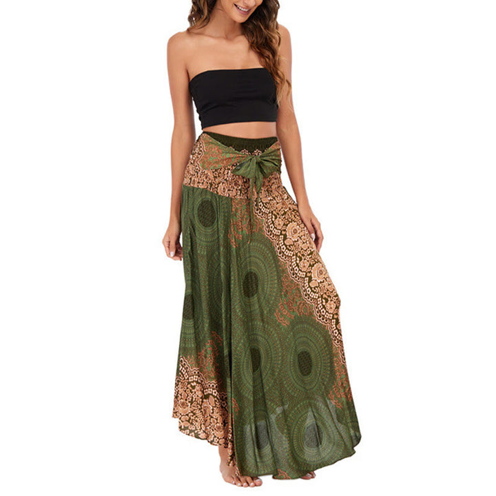 Buddha Stones Zwei Stilwear Bohemian Kompass Rose Blume Schnürrock Kleid