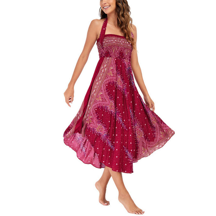 Buddha Stones Zwei-Stil Böhmisches Sommer Pfauenfeder Schnür-Rock Kleid - image 20