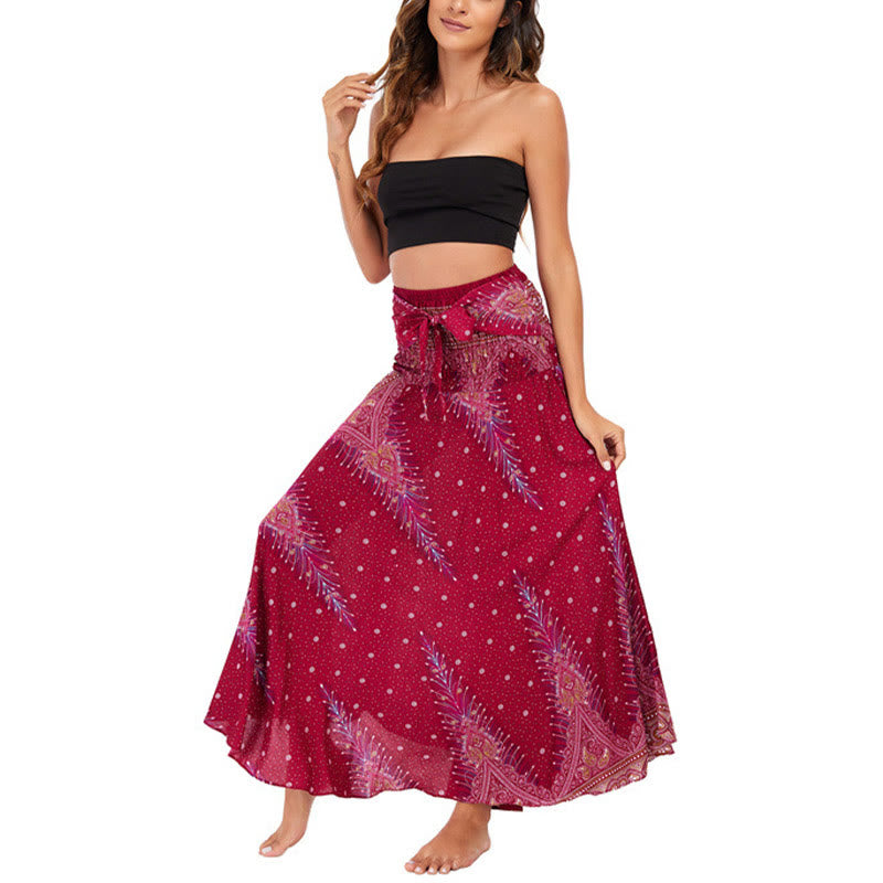 Buddha Stones Zwei-Stil Böhmisches Sommer Pfauenfeder Schnür-Rock Kleid - image 18