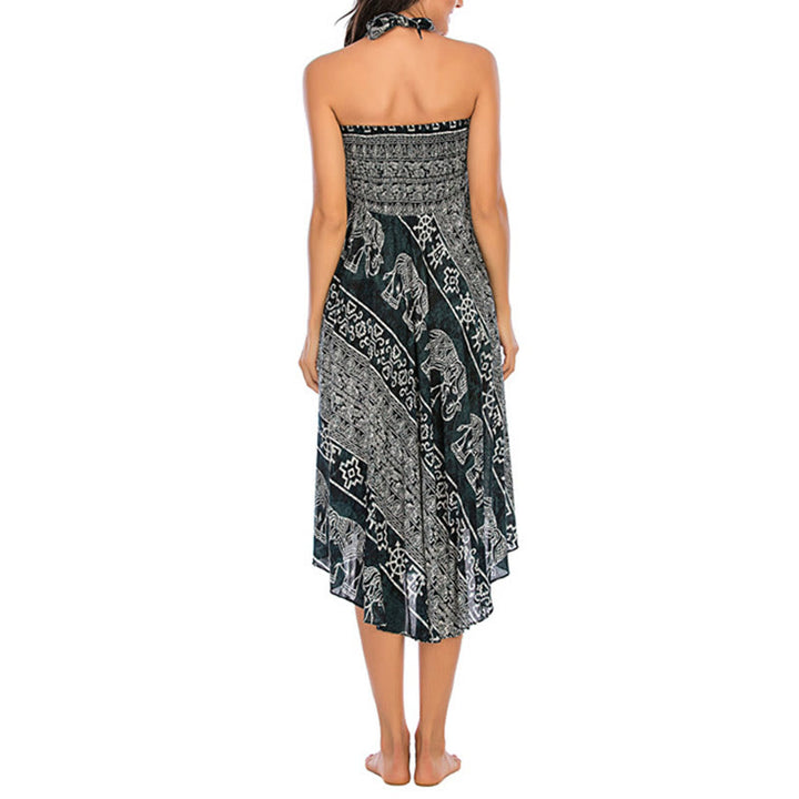 Buddha Stones Zwei Stil Tragen Boho Elefant Geometrie Schnürrock Kleid - image 7