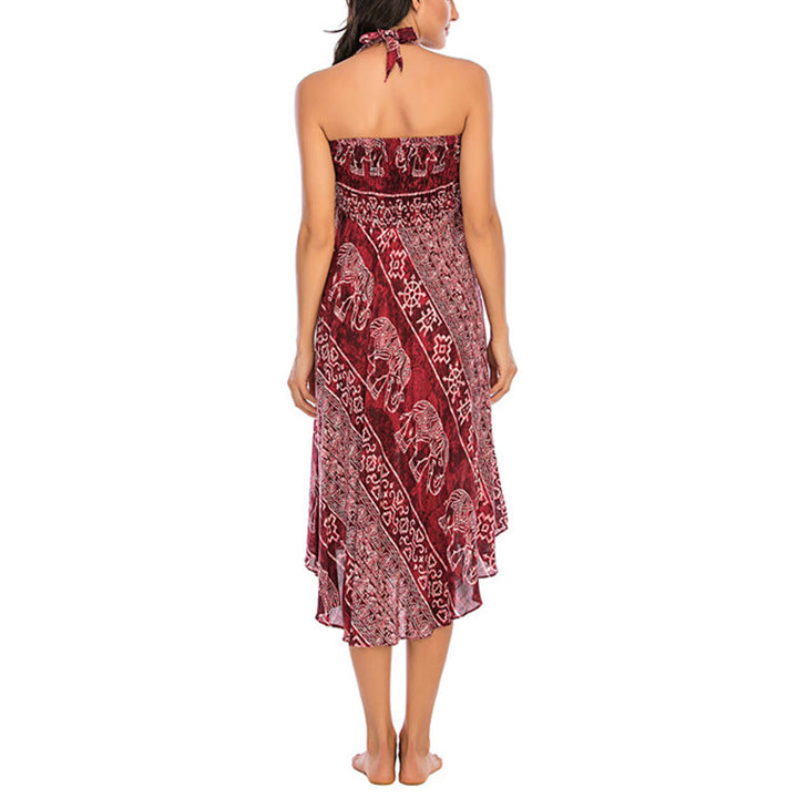 Buddha Stones Zwei Stil Tragen Boho Elefant Geometrie Schnürrock Kleid - image 15