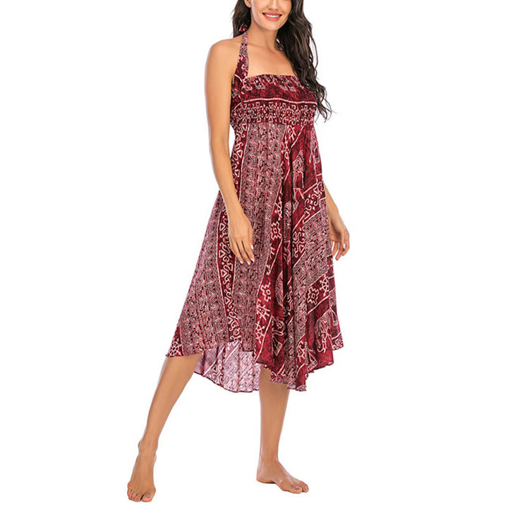 Buddha Stones Zwei Stil Tragen Boho Elefant Geometrie Schnürrock Kleid - image 14