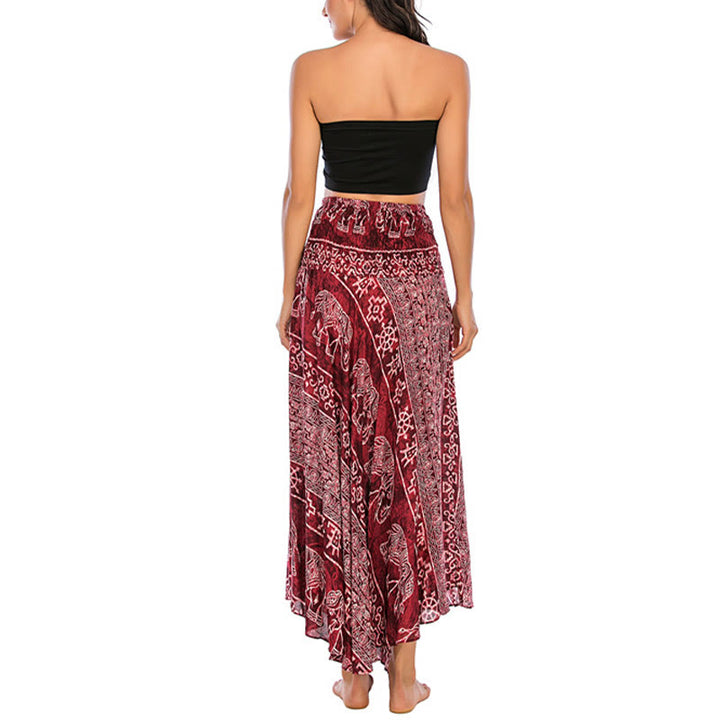 Buddha Stones Zwei Stil Tragen Boho Elefant Geometrie Schnürrock Kleid - image 12