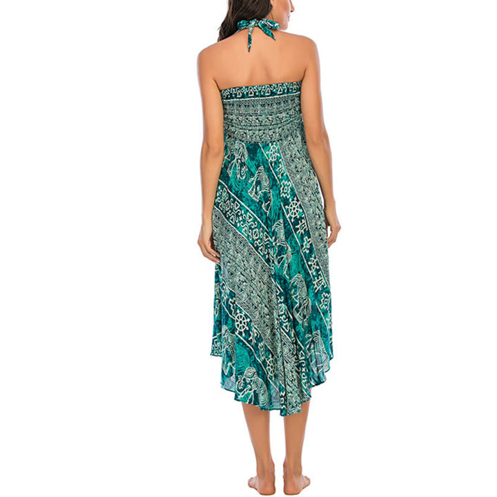 Buddha Stones Zwei Stil Tragen Boho Elefant Geometrie Schnürrock Kleid - image 31