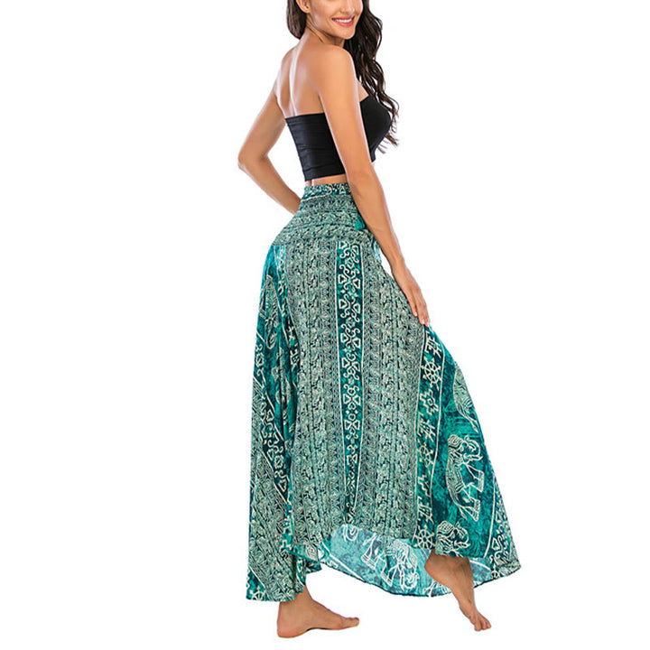 Buddha Stones Zwei Stil Tragen Boho Elefant Geometrie Schnürrock Kleid - image 28