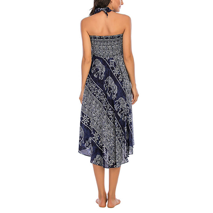 Buddha Stones Zwei Stil Tragen Boho Elefant Geometrie Schnürrock Kleid - image 23