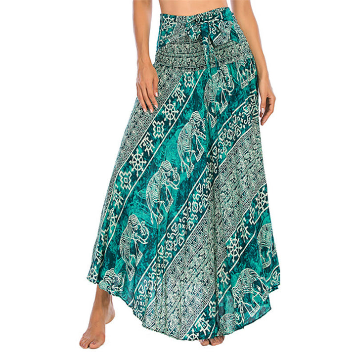 Buddha Stones Zwei Stil Tragen Boho Elefant Geometrie Schnürrock Kleid - Türkis - US4-12， UK/AU8-16，EU36-44 (F) - image 24