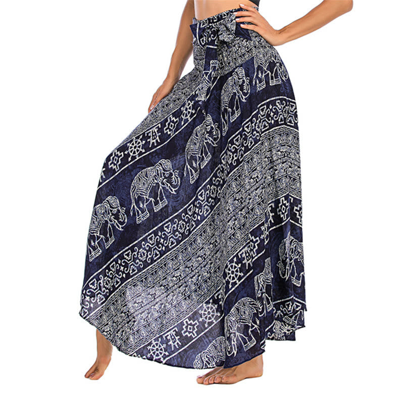 Buddha Stones Zwei Stil Tragen Boho Elefant Geometrie Schnürrock Kleid - DunkelSchieferblau - US4-12， UK/AU8-16，EU36-44 (F) - image 17
