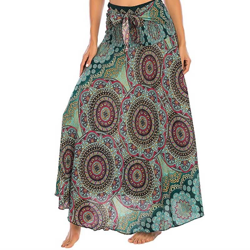 Buddha Stones Zwei Stil-Tragen Bohemian Mandala Blumen Schnürkleid - image 1