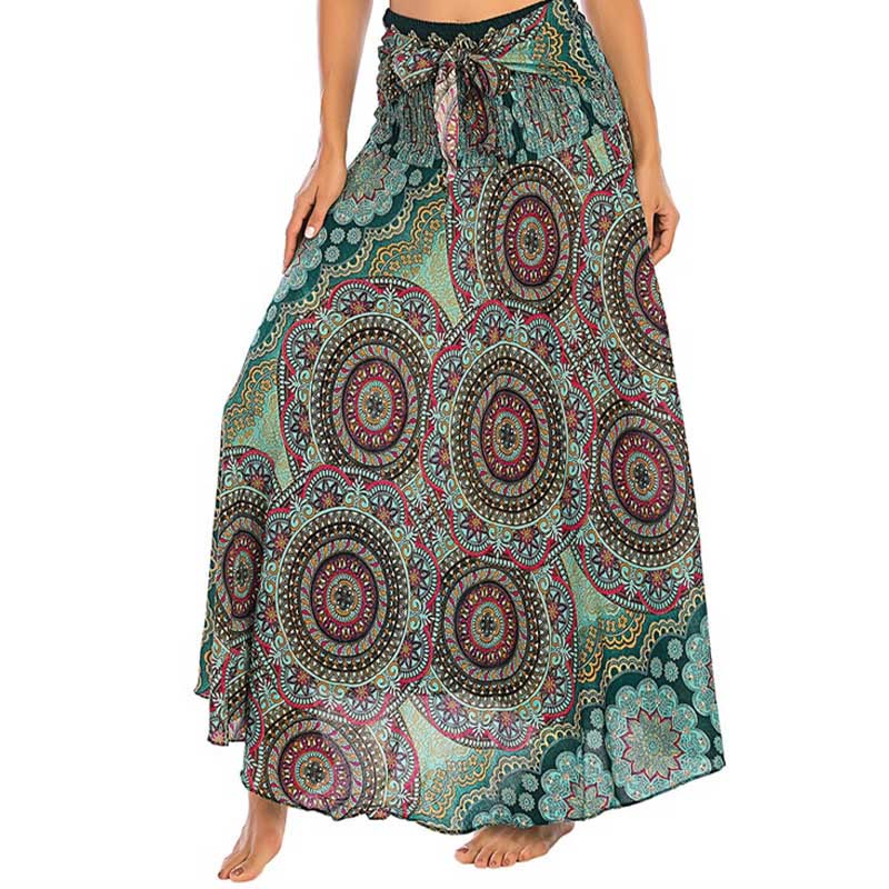 Buddha Stones Zwei Stil-Tragen Bohemian Mandala Blumen Schnürkleid