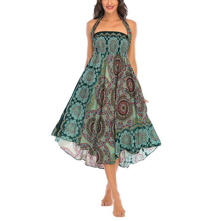 Buddha Stones Zwei Stil-Tragen Bohemian Mandala Blumen Schnürkleid