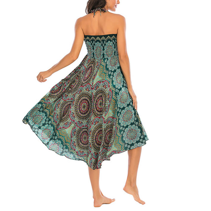Buddha Stones Zwei Stil-Tragen Bohemian Mandala Blumen Schnürkleid - image 8