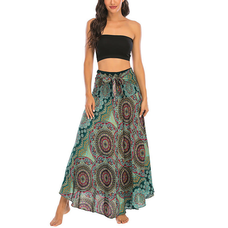 Buddha Stones Zwei Stil-Tragen Bohemian Mandala Blumen Schnürkleid