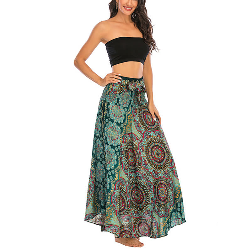 Buddha Stones Zwei Stil-Tragen Bohemian Mandala Blumen Schnürkleid - image 4