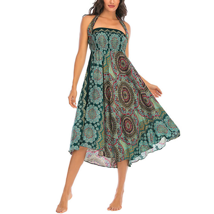 Buddha Stones Zwei Stil-Tragen Bohemian Mandala Blumen Schnürkleid