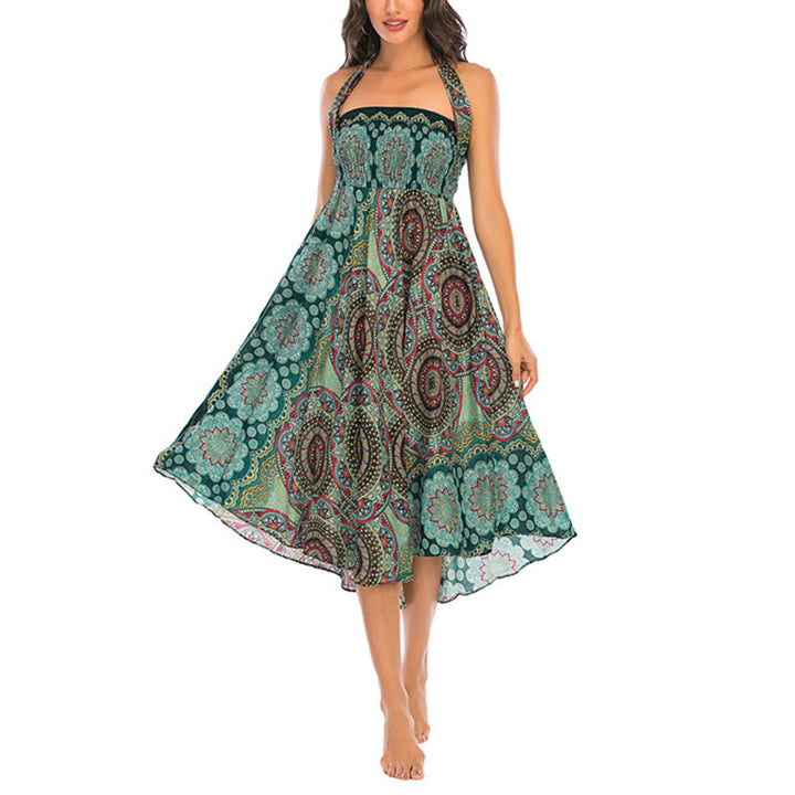 Buddha Stones Zwei Stil-Tragen Bohemian Mandala Blumen Schnürkleid