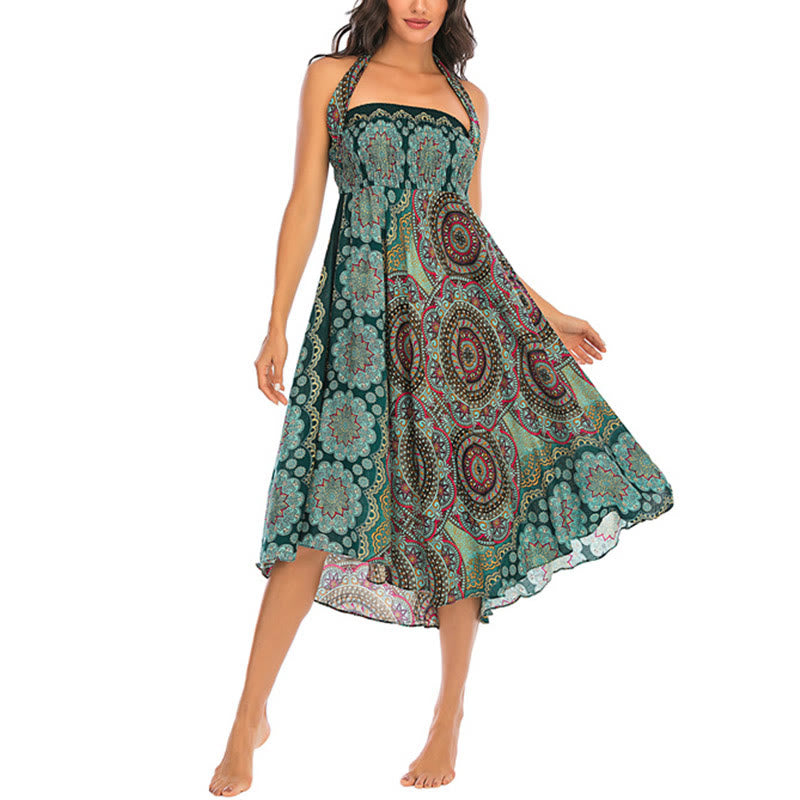 Buddha Stones Zwei Stil-Tragen Bohemian Mandala Blumen Schnürkleid - image 3