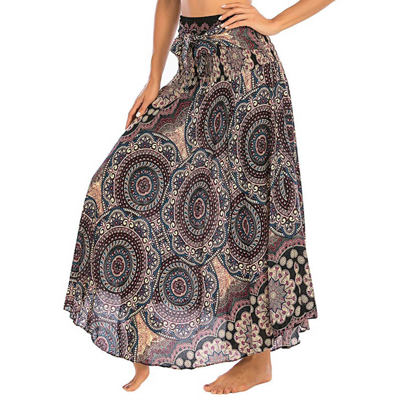 Buddha Stones Zwei Stil-Tragen Bohemian Mandala Blumen Schnürkleid