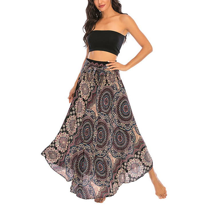 Buddha Stones Zwei Stil-Tragen Bohemian Mandala Blumen Schnürkleid