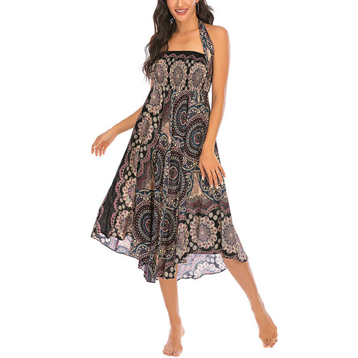 Buddha Stones Zwei Stil-Tragen Bohemian Mandala Blumen Schnürkleid