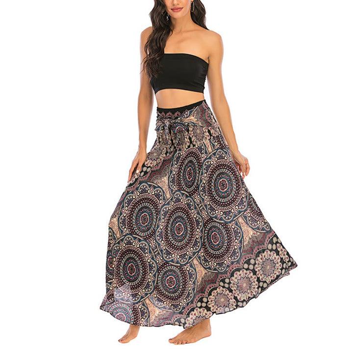 Buddha Stones Zwei Stil-Tragen Bohemian Mandala Blumen Schnürkleid