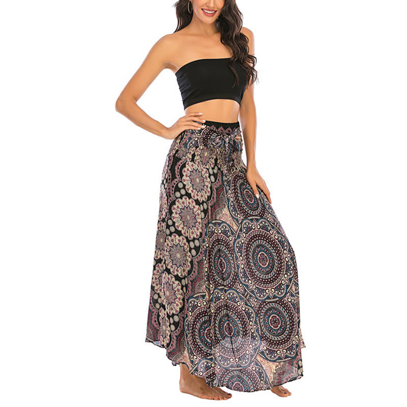 Buddha Stones Zwei Stil-Tragen Bohemian Mandala Blumen Schnürkleid