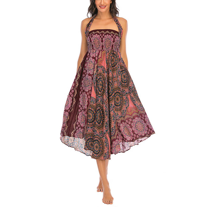 Buddha Stones Zwei Stil-Tragen Bohemian Mandala Blumen Schnürkleid - image 22