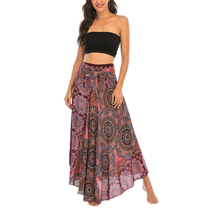 Buddha Stones Zwei Stil-Tragen Bohemian Mandala Blumen Schnürkleid