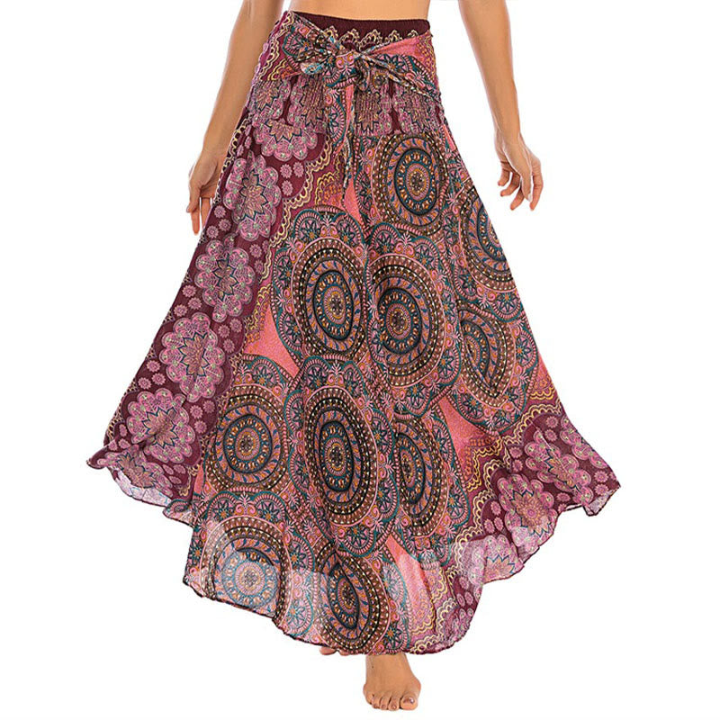 Buddha Stones Zwei Stil-Tragen Bohemian Mandala Blumen Schnürkleid