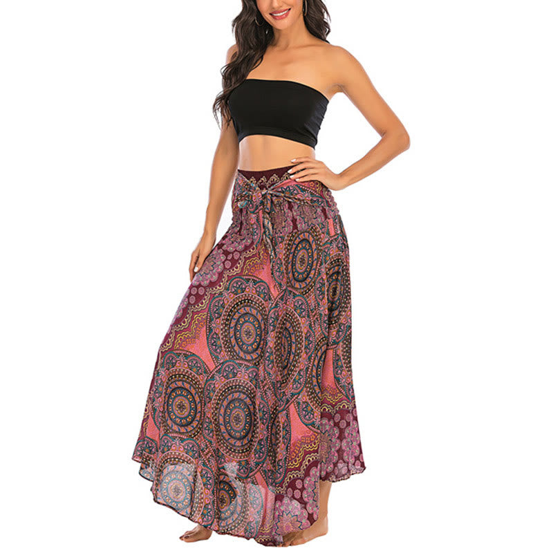 Buddha Stones Zwei Stil-Tragen Bohemian Mandala Blumen Schnürkleid