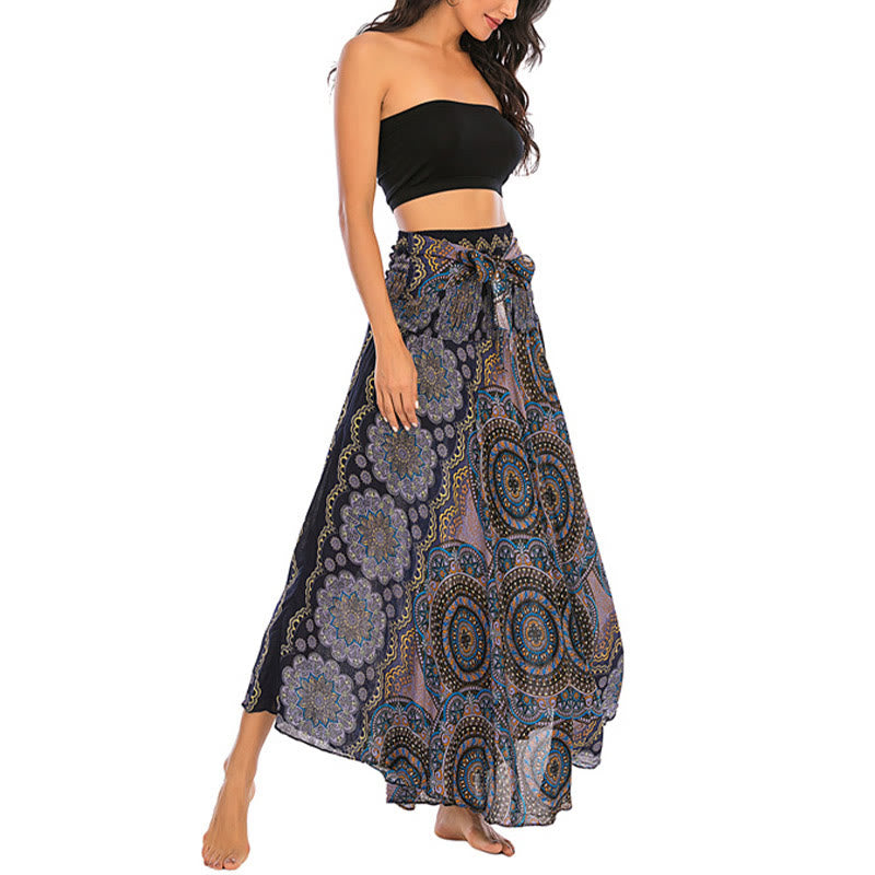 Buddha Stones Zwei Stil-Tragen Bohemian Mandala Blumen Schnürkleid