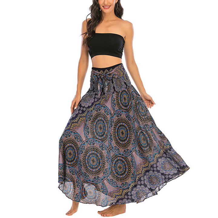 Buddha Stones Zwei Stil-Tragen Bohemian Mandala Blumen Schnürkleid