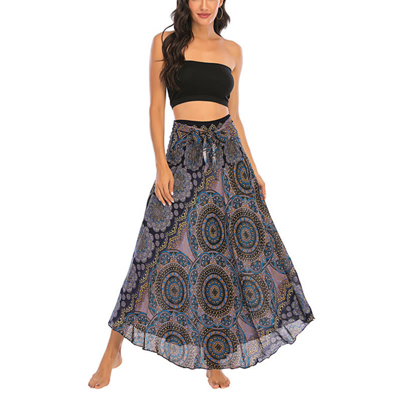 Buddha Stones Zwei Stil-Tragen Bohemian Mandala Blumen Schnürkleid