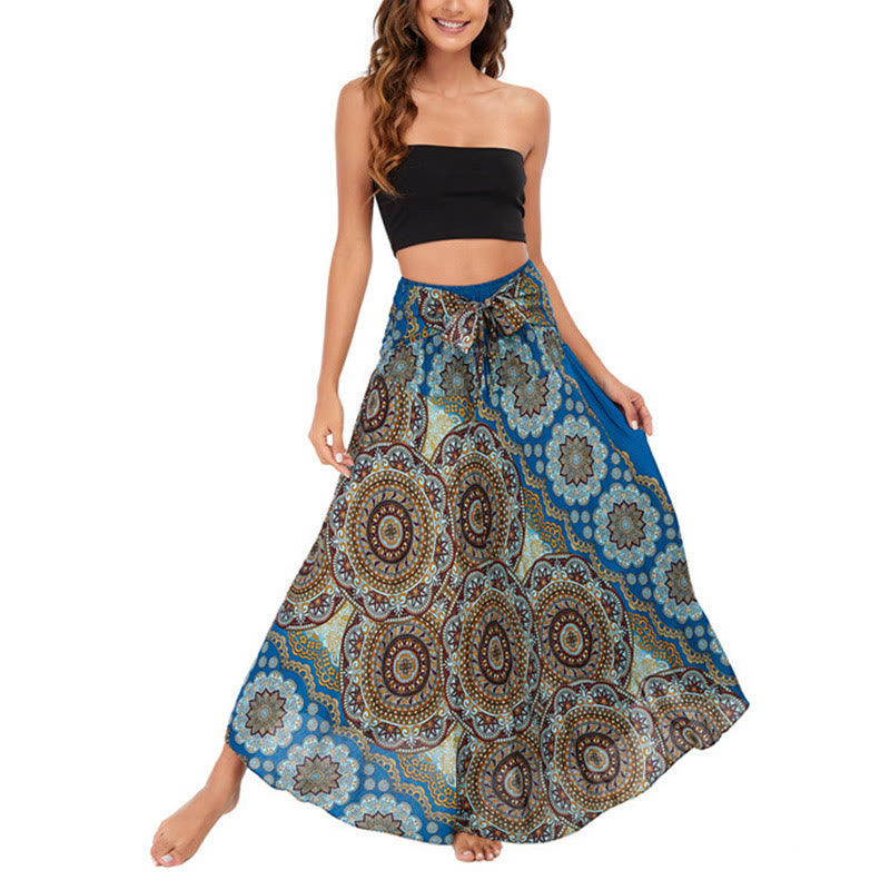 Buddha Stones Zwei Stil-Tragen Bohemian Mandala Blumen Schnürkleid