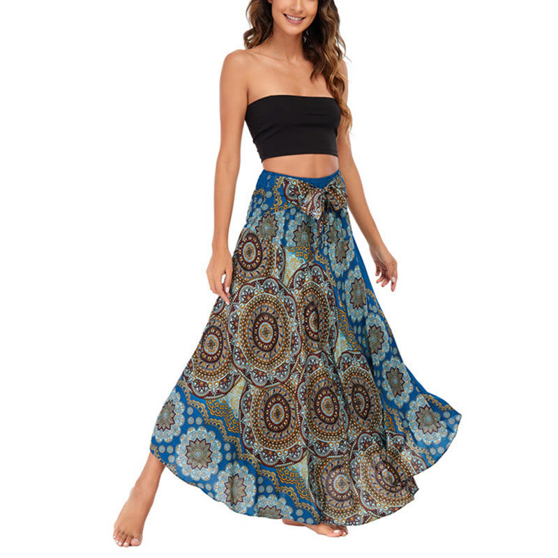 Buddha Stones Zwei Stil-Tragen Bohemian Mandala Blumen Schnürkleid