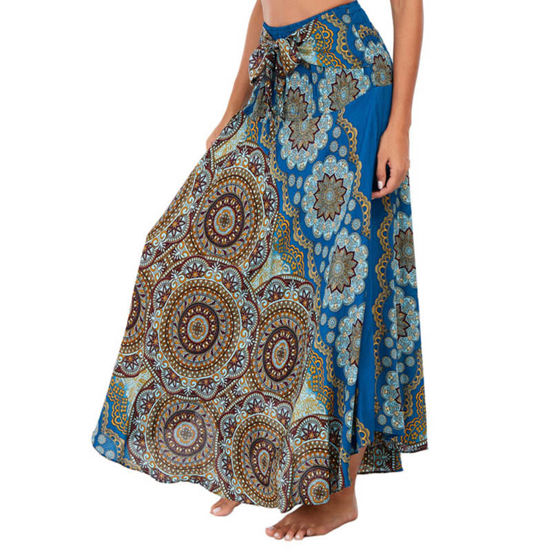 Buddha Stones Zwei Stil-Tragen Bohemian Mandala Blumen Schnürkleid