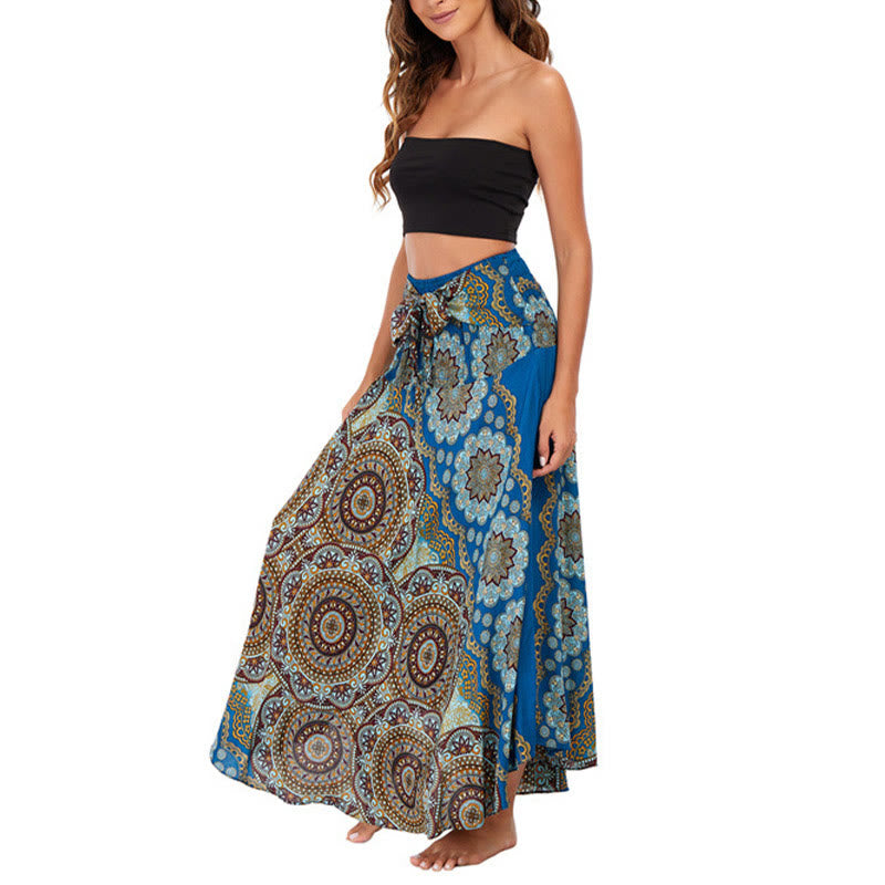 Buddha Stones Zwei Stil-Tragen Bohemian Mandala Blumen Schnürkleid