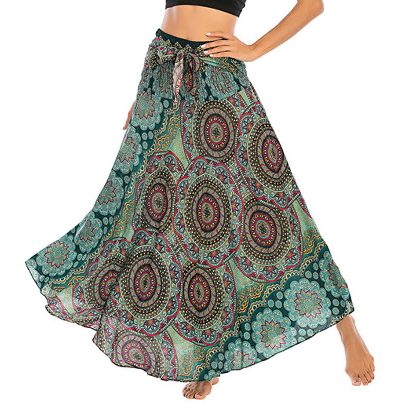 Buddha Stones Zwei Stil-Tragen Bohemian Mandala Blumen Schnürkleid - Hellgrün - US4-12， UK/AU8-16，EU36-44 (F) - image 0