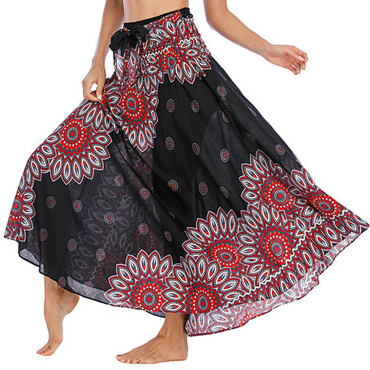 Buddha Stones Zwei Stile Boho Sonnenblume Print Schnürrock Kleid