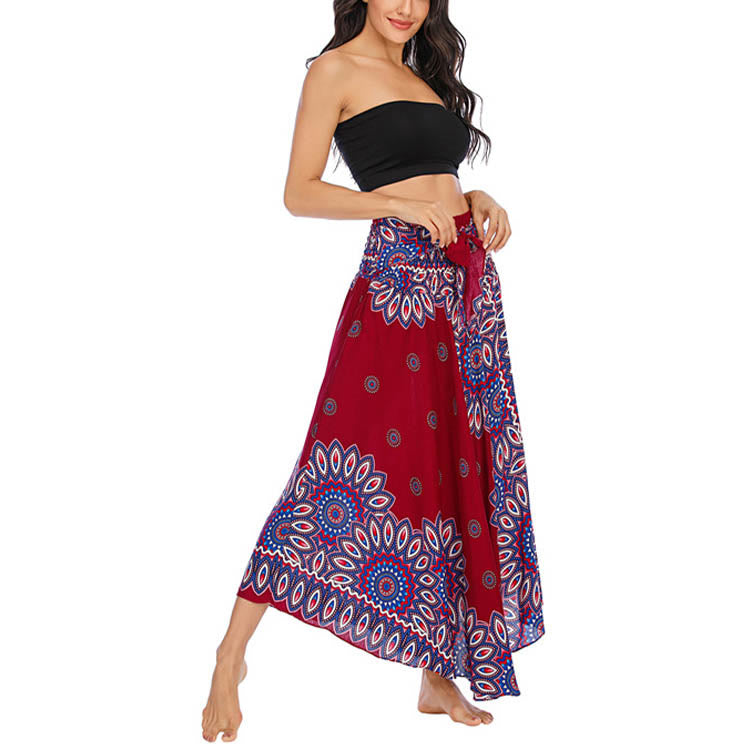 Buddha Stones Zwei Stile Boho Sonnenblume Print Schnürrock Kleid