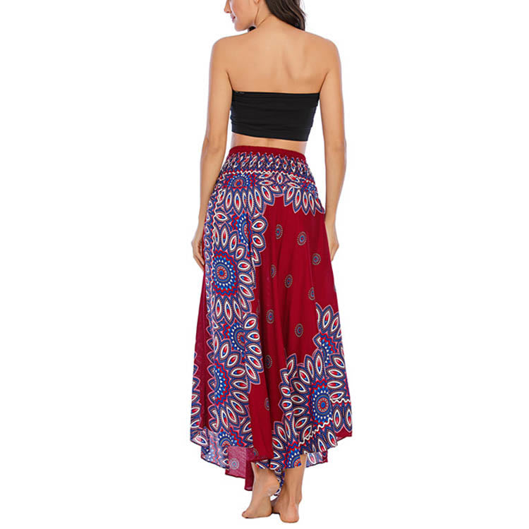 Buddha Stones Zwei Stile Boho Sonnenblume Print Schnürrock Kleid