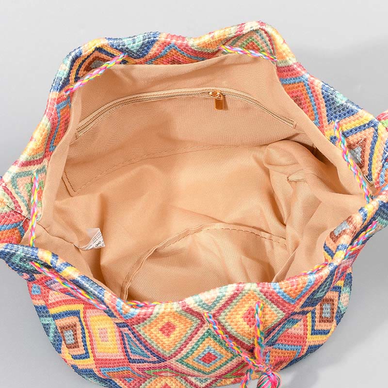 Buddha Stones Bunt Geometrie Blumenprint Canvas Bucket Umhängetasche Schultertasche