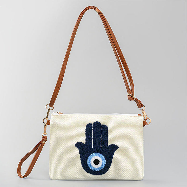 Buddha Stones Böses Auge Blatt Hamsa Canvas Umhängetasche Schultertasche Handtasche