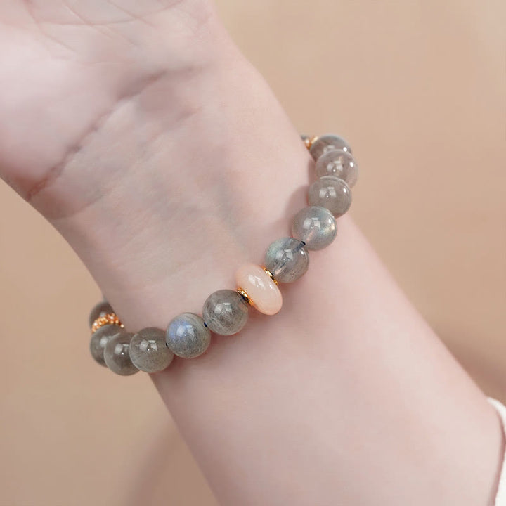 Buddha Stones Natur Labradorit Mondstein Heilungswechsel Armband